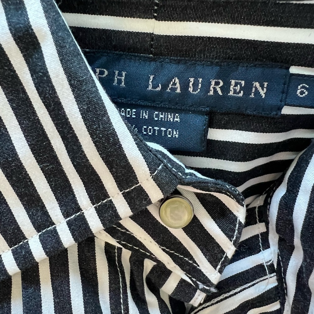 Ralph Lauren Black and White Striped Women’s Shirt - Picture 4 of 6